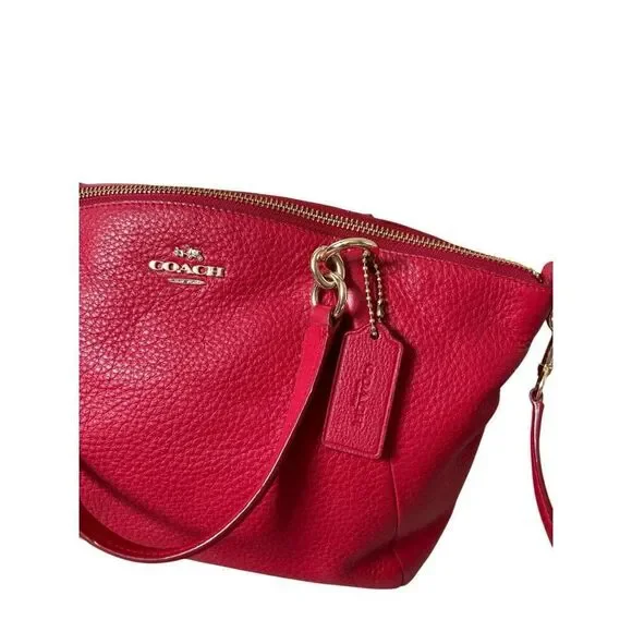 Coach Madison Prairie Red Pebbled Leather Satchel Bag Purse - Picture 12 of 14